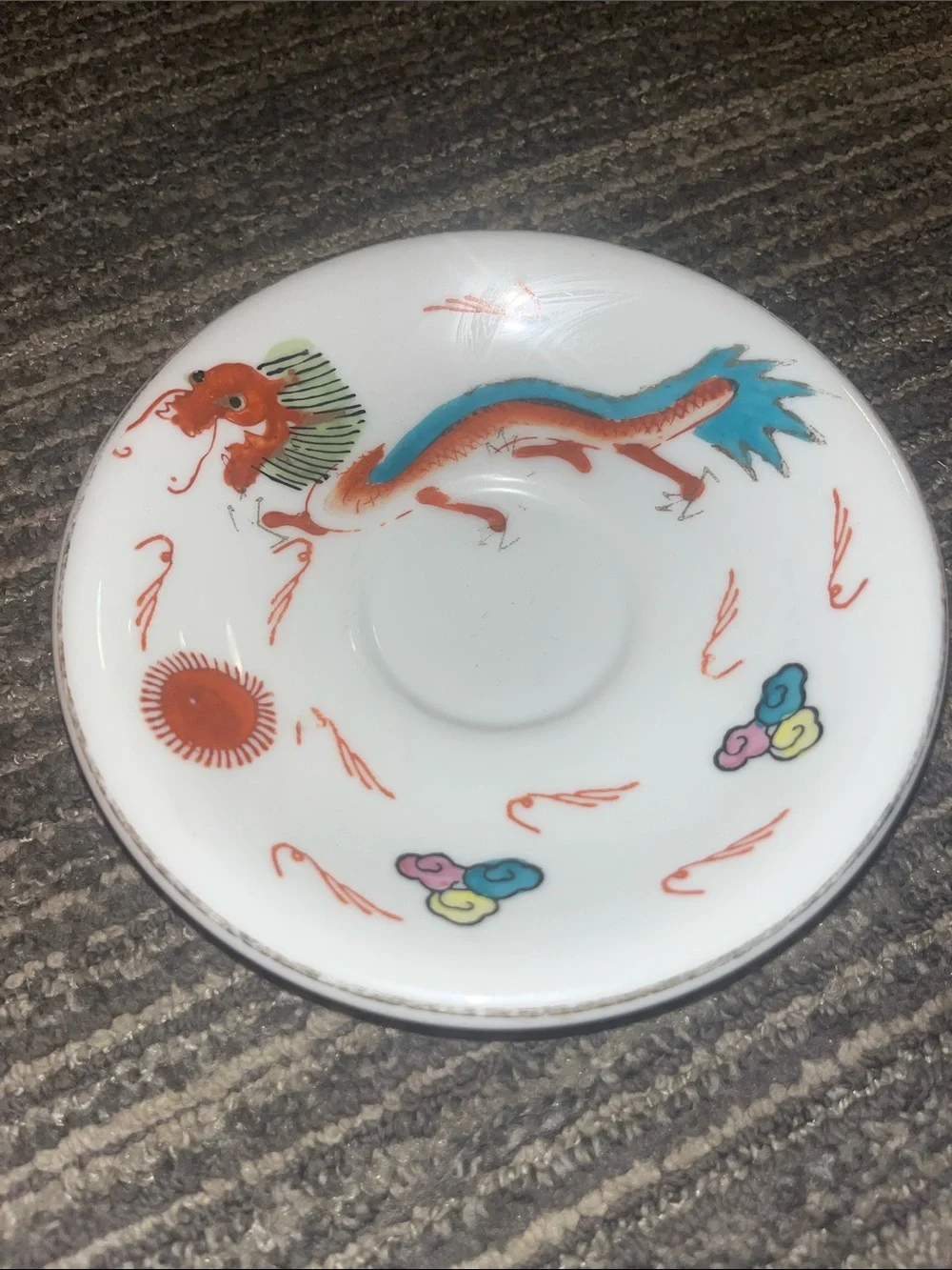 Vintage Hand painted Chinese Year of the Dragon TeaCup Saucer
